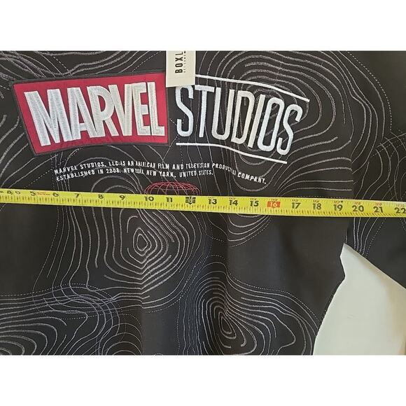 Marvel Studios Logo Topographic Pattern Crewneck- BoxLunch Exclusive Black - Picture 9 of 10
